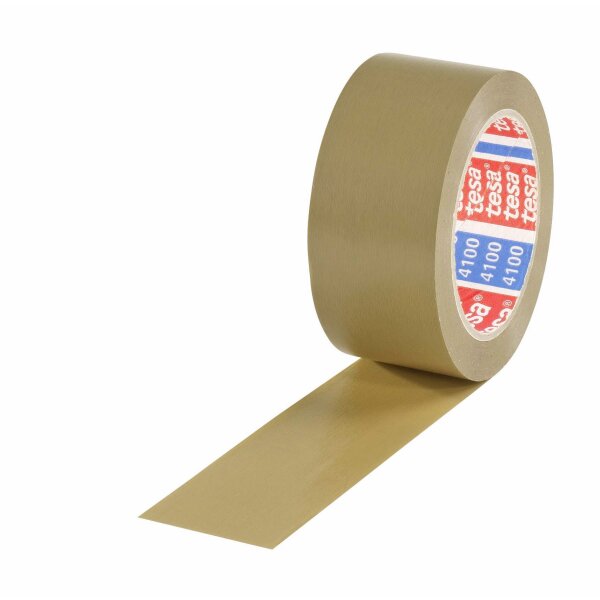 PVC-Packband tesapack® 4100, geprägt, braun, 65 µ | 50 mm x 66 lfm. | VE = 36 Stk.