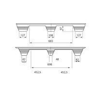 Pressholzpalette Typ F11, Containermaß | 1140 x 1140 x 145 mm (L x B x H), dyn. Tragkraft 900 kg | VE = 5 Stk.