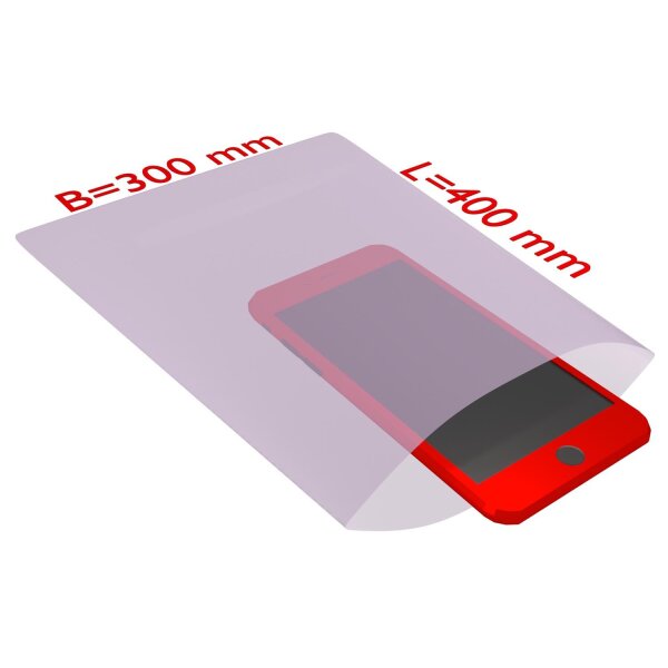 PE-Flachbeutel, antistatisch, 100 µ | 300 x 400 mm (Offene Seite x L) | VE = 100 Stk.