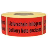 Warnetiketten aus Papier, rot, "Lieferschein...