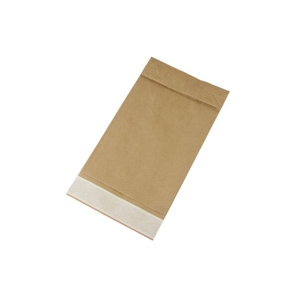 Papierversandtasche klein, braun, 120 g/m² | 190 x 300 + 50 mm (Offene Seite x L + Seitenfalte) | VE = 500 Stk.