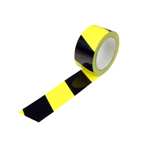 PVC-Kennzeichnungsband, leise, gelb-schwarz, 52 µ | 50 mm x 66 lfm. | VE = 6 Stk.