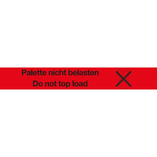 PP-Warnklebeband, rot, "Palette nicht belasten", 52 µ | 50 mm x 66 lfm. | VE = 12 Stk.