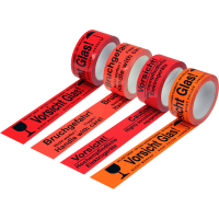 PP-Warn-Klebeband, 50mm breitx66lfm, 52µ,, leuchtorange, Acrylatkleber / Inhalt à VE = 12